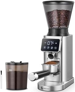 AMZCHEF Coffee Grinder, Coffee Bean Grinder for Home Use with Precise Grinding, LED Control Panel, Detachable Funnel Stand, 24 Grind Settings,Silver