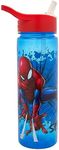 Marvel Spider-man Graffiti Water Bottle Flip Up Straw 600ml – Official Merchandise by Polar Gear – Kids Reusable Non Spill - BPA Free - Recyclable Plastic - Ideal For School Nursery Sports Picnic