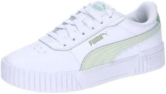 Puma Girls Carina 2.0 Jr Sneakers, Puma White-Green Illusion-Pure Green, 37 EU