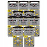 Rayovac Extra Advanced Zinc Air Hearing Aid Battery, Pack of 10, with 60 Batteries, Suitable for Hearing Aids, Hearing Aids, Hearing Amplifier, Yellow