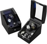Watch Winder for 5 Watches, Automatic Watch Winder with LED, Wooden Shell, Piano Paint, Fit for All Size of Automatic Watches, Black