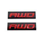 2X Chrome Metal AWD Logo Car Emblem 3D Premium All Wheel Drive Badge Off Road Door Fender Sticker Side Wing Decal (AWD,Black&Red)