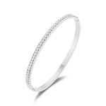 Philip Jones Stainless Steel Channel Set Bangle Created with Zircondia® Crystals (7 Inch)