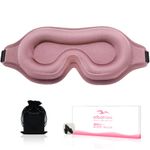 Sleep Eye Mask for Men Women, Lash Extensions 3D Sleeping Mask for Side Sleeper, Blackout Night Blindfold Eye Shade Cover for Travel (Pink)