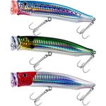 THKFISH Popper Lures Saltwater Tuna Popper Topwater Fishing Lures for Surf Fishing Bass with 3D Eyes for GT Tuna Large Fish 5.9in POPPER-BLUSPOT-GRN-RED-3PCS