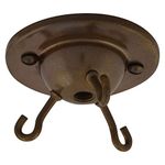 Buy It Better ElekTek Antique Brass 3-Hook Ceiling Rose Plate for DIY Suspended Indoor Hanging Plants, Decorative Inverted 'Fly Catcher' Shades without wired light fittings