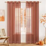 MIULEE 2 Panels Solid Color Fall Sheer Curtains 84 Inch Length Set Terracotta Elegant Grommet Light Filtering Window Voile Panels/Drapes/Treatment for Bedroom Living Room W54 x L84 Inch, Burnt Orange