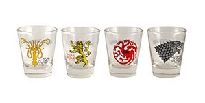 Game of Thrones 871001002627 Shot Glass 4 Pack Stark/Targaryen/Lannister/Greyjoy, Clear