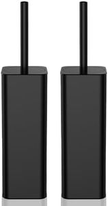 DOWRY Toilet Bowl Brush and Holder for Bathroom Storage Organization Deep Cleaning Covered Brush Cleaner Black Toilet Brush with 2 Brush Holders,Black Square 2PCS