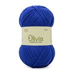 Ganga Acrowools Cotton Olivia, Double Knit Yarn. Hand Knitting And Crochet Yarn. Oekotex Class 1 Certified. Pack Of 2 Balls - 100Gms Each. Shade No - Olv007, Royal Blue