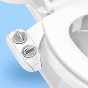 LUXE Bidet NEO 185 Plus - Dual Nozzle, Non-Electric Bidet Attachment for Toilet Seat, Patented Slide-In Install, 360° Self-Clean, EZ-Lift to Clean, Feminine & Rear Wash (Chrome)