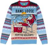 The Ugly Sweater Co. Ugly Christmas Sweater for Holiday Fun Tacky Unisex Design, Perfect Snug Fit Breathable Crewneck (Hang Loose for The Holidays, Small)