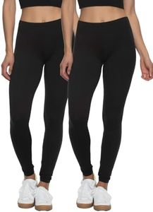 Felina Velvety Super Soft Lightweight Leggings 2-Pack - for Women - Yoga Pants, Workout Clothes (Black, X-Large)