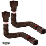 HOXHA Gutter Downspout Extensions 2 Pack Flexible Rain Gutter Down Spout for Outdoor Gutter Splash Block Drain Extender Extendable from 21 to 58 Inches,Brown