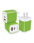 3Pieces C Charger Block, AILKIN 20W PD + QC3.0 USB-C Wall Charger Dual Port Box Cube for iPhone, Galaxy, Motorola, LG, Google Pixel, Super Fast Charging USBC Brick Plug Power Adapter-Green