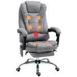 Vinsetto Heated 6 Points Vibration Massage Executive Office Chair Microfiber Adjustable Swivel High Back Desk Chair with Footrest Light Grey