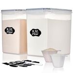 Vtopmart 2 Pack 9.5L Airtight Food Storage Containers, Kitchen and Pantry Organisation, BPA-Free Plastic Container for Flour, Sugar and Spaghetti, 9.5L*2