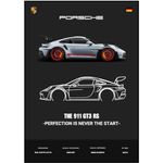 Funk You Store Porsche 911 GT3 RS | Minimalist Poster | Super Car Poster A3 Size (42 x 30 cm) | Unframed Matt Laminated Car Poster | For Home, Bedroom, Living room decoration (Dark)