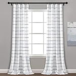 Lush Decor Ombre Stripe Yarn Dyed Cotton Window Curtain Panel Set - Colorful Tufted Yarn Stripe Detail - 2 Window Panels - 40" W x 84" L, Navy & Multi