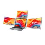 RIITEK 16" Fhd 1080P Portable Triple Giant Screen Monitor Extender for 12"-18.5" Laptop with Adustable Stand Compatible with Macos & Windows