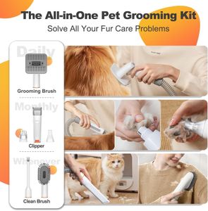 Afloia Pet Grooming Vacuum Kit – Dog & Cat Clippers, 7 Tools, 1.5L