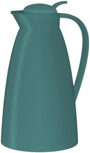 alfi Eco 1,0 l, verde mate, jarra térmica con cristal templado higiénico de plástico, cierre de rosca con cómodo pulsador, verter con una mano, ideal como cafetera, tetera, sin BPA