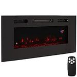 Sunnydaze Sophisticated Hearth 40-Inch Indoor Electric Fireplace - Wall-Mounted/Recessed - 3 Flame Colors - Black