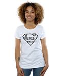 DC Comics Women's Superman Marble Logo T-Shirt Small White