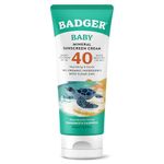 Badger SPF 40 Reef Safe Natural Mineral Sunscreen with Clear Zinc Oxide, Broad Spectrum and Water Resistant, Chamomile, Oz, Baby, Cream, 2.9 Ml