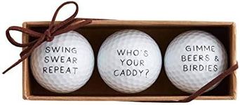 Mud Pie Men's Whos Your Caddy Golf Ball Set, 1 1/2" Dia