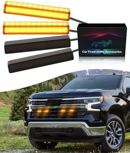 LED Amber Grill Lights for 2019-2024 2025 Chevrolet Silverado Grille Lights Silverado 1500 2500 3500 Accessories Front Grille Trims