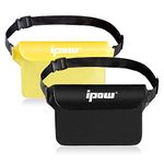 ipow Waterproof Pouch Bag Case with Adjustable Waist Strap [2 Pack] Transparent Screen Touchable for Beach, Swimming, Boating, Fishing, Hiking - Keep Your Phone and Valuables Safe and Dry