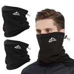 Neck Gaiter Warmer- MBR Windproof and Elastic Soft Face Scarf Ski Face Mask Cover for Winter Cold Weather (2 Pack Black)