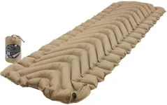 KLYMIT Insulated Static V Inflatable Sleeping Pad | Comfortable, Lightweight, Easy to Inflate, Portable Air Bed Mattress for Camping, Backpacking and Hiking — Coyote Sand