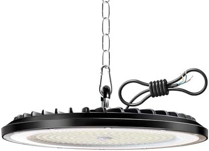 1PCS UFO LED Lámpara de Alta Bahía 150W, 22500LM Superbrillantes Focos Led Interior Techo, 6000K Blanco Frío Iluminación de Almacén, IP65 Impermeable Lampara Industrial para Garaje Fábrica Taller