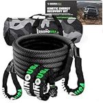 Rhino USA Kinetic Rope Recovery Kit (7/8in x 30ft Black) - Heavy Duty Offroad Snatch Strap - Includes 2 Soft Shackle for UTV, ATV, Truck, Car, Jeep, Tractor