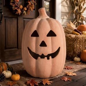 NUPTIO Terracotta Pumpkin Fall Decor: 15" H Handmade Halloween Lantern