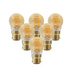 paul russells LED Filament Golf Ball Light Bayonet Cap B22, 35W Equivalent G45 Bulbs, 4.5W 400LM LED BC 2200K Amber Lamps, Home Ceiling Chandelier Energy Saving Lightbulbs, Pack of 6