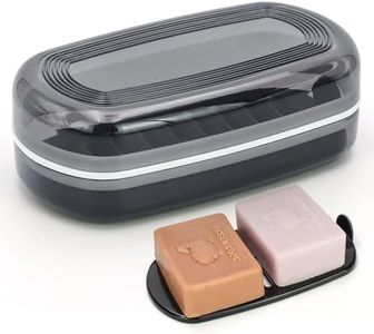 AIDIMMING Shampoo Bar Travel Case with Lid, Large Bar Soap Holder, Shampoo and Conditioner Bar Container, Travel Soap Box for Traveling, Camping, Gym, Bathroom (Max,Black)