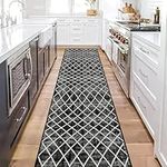 Washable Trellis Runner Rug - Black