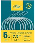 SF 6Pcs Pre-Tied Loop Fly Fishing Tapered Leader Nylon Fly Trout Leader 7.5FT-5X