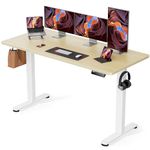 ErGear Large Height Adjustable Electric Standing Desk, 63 x 28 Inches Sit Stand up Desk, Large Memory Computer Home Office Desk with Splice Board (Natural)