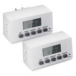BN-LINK Timer Plug, 24-Hour Programmable Plug in Digital Timer, Indoor 2-Prong LCD Outlet Timer for Lights, Lamps, Fans, 15A/1875W, 2 Pack