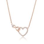 Infinity Heart Necklace for Women Silver Cubic Zirconia Diamond Gold Necklace Heart Charm Infinity Sign Necklace Friendship Promise Gift (Rose Gold)