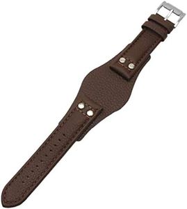 Dioway for Fossil CH2891 Leather Watch Bands 22mm Replacement with Stainless Steel Buckle - Brown 22mm Fossil CH2891 Leather Watch Strap