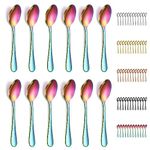 Evanda Rainbow Teaspoons 12 Pieces, Rainbow Titanium Plating Stainless Steel 14cm Tea Spoon, Cutlery for Tea, Coffee, Cake, Dessert and Salad, Dishwasher Safe