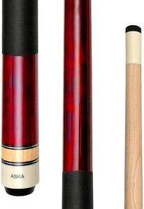 ASKA Short Kids Cue LCS, Canadian Hard Rock Maple Billiard Pool Cue Stick (Red 48-inches)