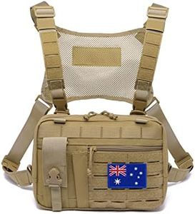 Taxatm Tactical Admin Pouch with Laser Cutting Loop,Car EDC EMT Molle Pouches, Large Capacity Tactical Pouch, EDC Pouch Organizer Include US Flag1 (Large Brown with Harness)1