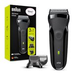 Braun Series 3 Style & Shave Electric Shaver, Electric Razor for Men with Precision Beard Trimmer and 5 Combs, Gifts For Men, UK 2 Pin Plug, 300BT, Black Razor