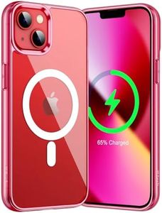 JETech Magnetic Case for iPhone 13 6.1-Inch Compatible with MagSafe Wireless Charging, Shockproof Phone Bumper Cover, Anti-Scratch Clear Back (Red)